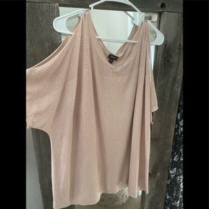 Tan cold shoulder light weight sweater